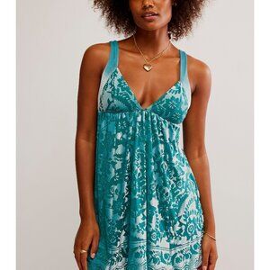 NWT FREE PEOPLE Snow Angel Mini Slip / Pine Frost Combo SZ: L